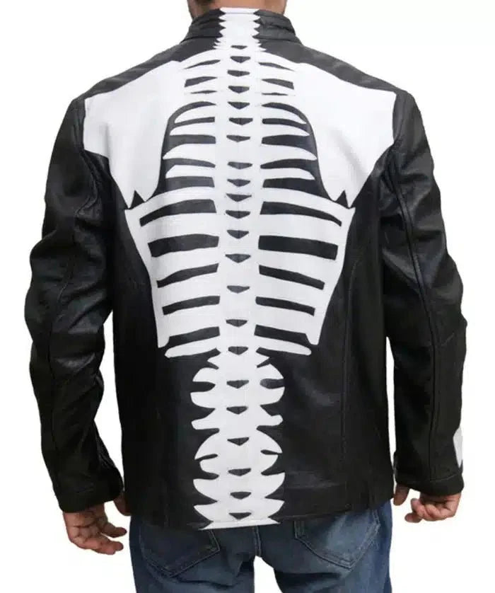 Skeleton Black Halloween Leather Jacket - Rare Leather