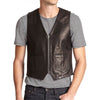 Slim Fit Black Biker Leather Vest Men's - Rare Leather