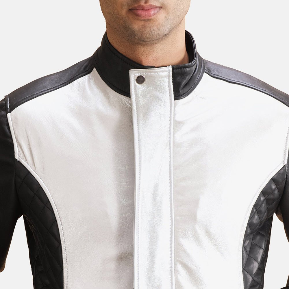 Spade Silver Black Leather Bomber Jacket - Vox Leather