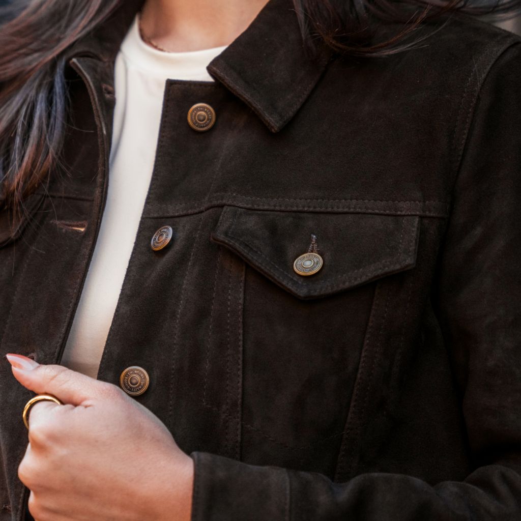 Suede Trucker Jacket | Chocolate - Rare Leather