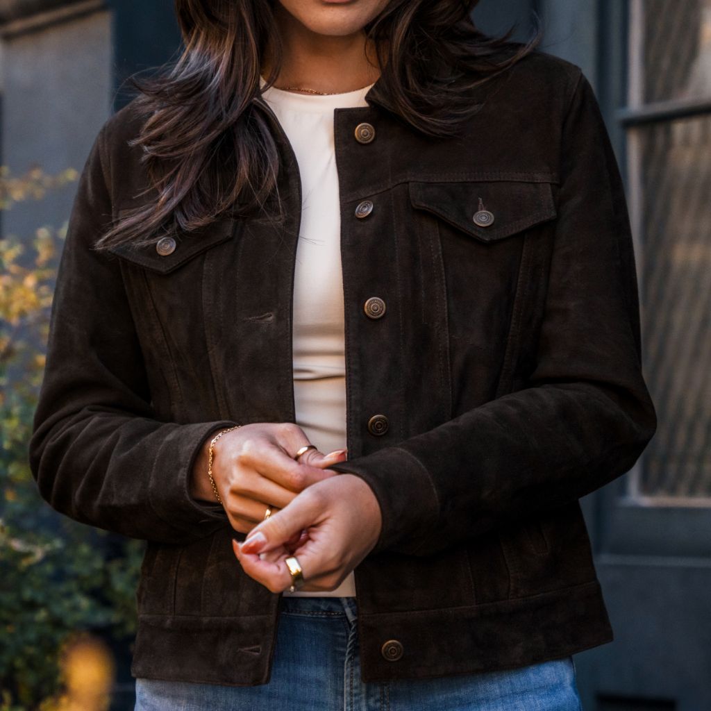 Suede Trucker Jacket | Chocolate - Rare Leather