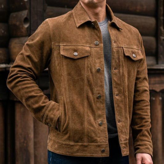 Suede Trucker Jacket | Dusty - Vox Leather