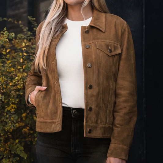 Suede Trucker Jacket - Vox Leather