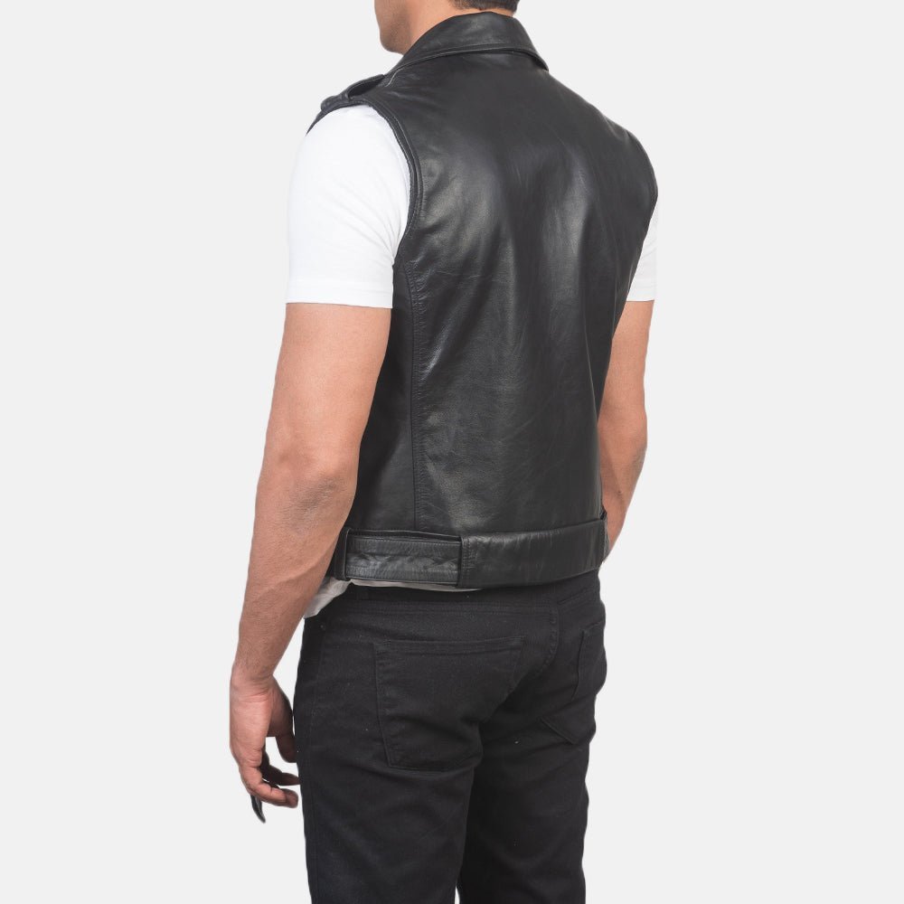 Sullivan Black Leather Biker Vest - Vox Leather