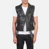 Sullivan Black Leather Biker Vest - Vox Leather