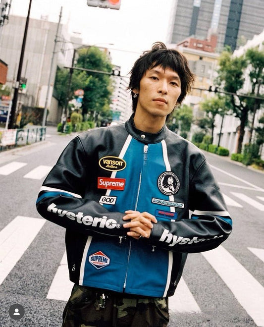 Supreme Blue Leather Vintage Racing Jacket - Vox Leather