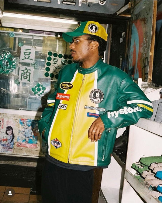 Supreme Green Leather Vintage Racing Jacket - Vox Leather