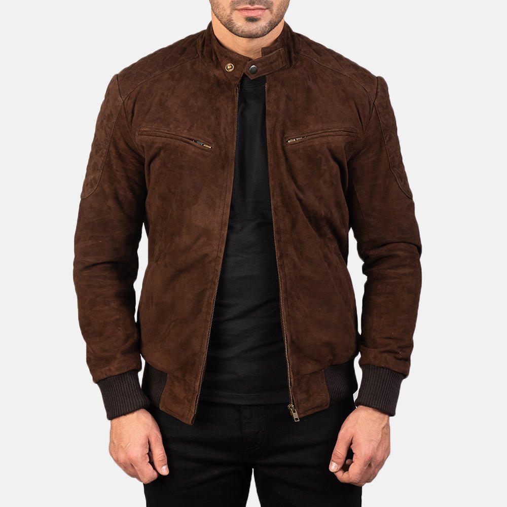 Sven Mocha Suede Bomber Jacket - Vox Leather