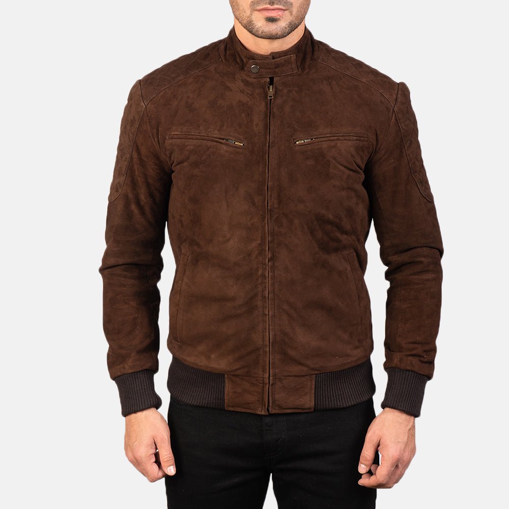 Sven Mocha Suede Bomber Jacket - Vox Leather