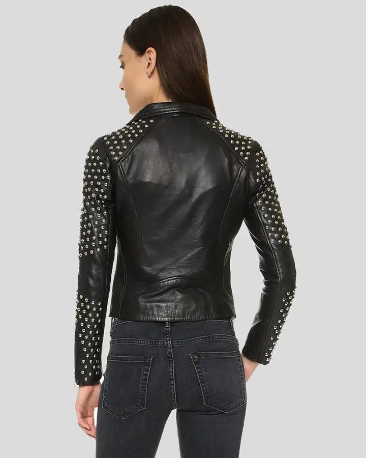 Taliyah Black Studded Leather Jacket - Rare Leather