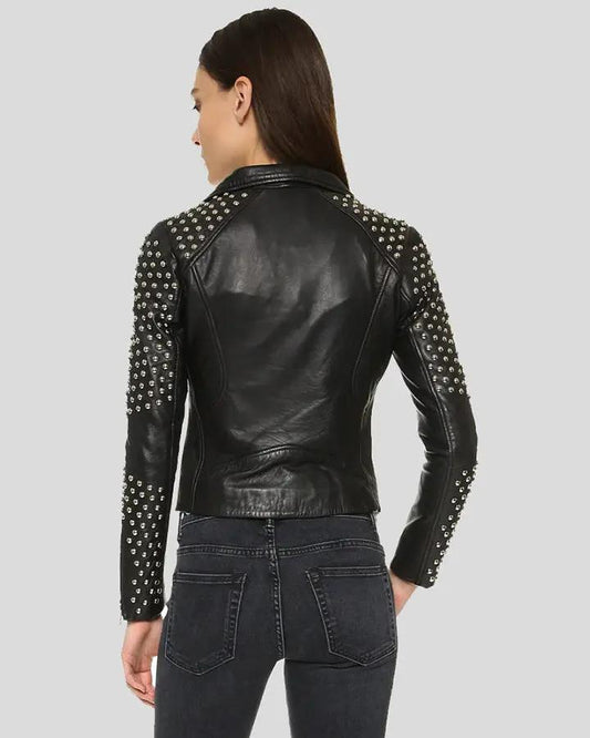 Taliyah Black Studded Leather Jacket - Rare Leather
