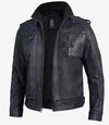 Tavares Mens Waxed Black Leather Biker Jacket - Rare Leather