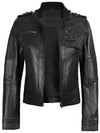 Tavares Womens Black Cafe Racer Leather Jacket - Rare Leather