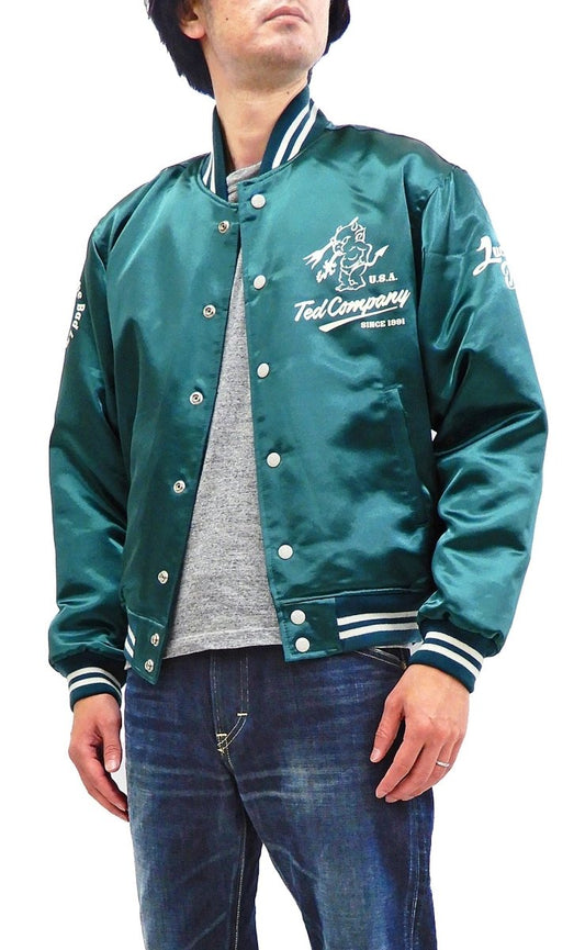 Tedman Men's Polyester Satin Varsity Jacket Custom Baseball Jacket TBBJ-040 Green - Vox Leather