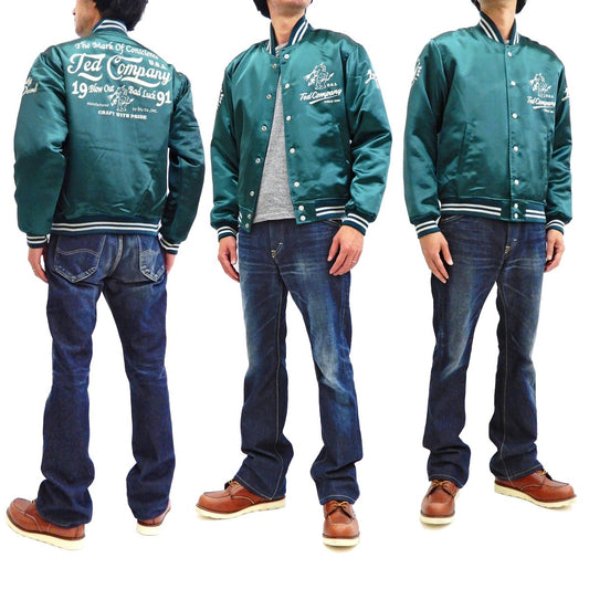 Tedman Men's Polyester Satin Varsity Jacket Custom Baseball Jacket TBBJ-040 Green - Vox Leather