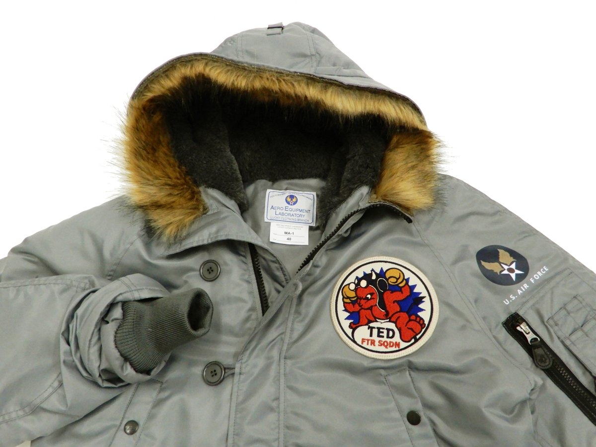Tedman N-3B Parka Men's Winter Padded Coat Jacket with Patch TN3B-070 TN3-B-070 Gray - Vox Leather