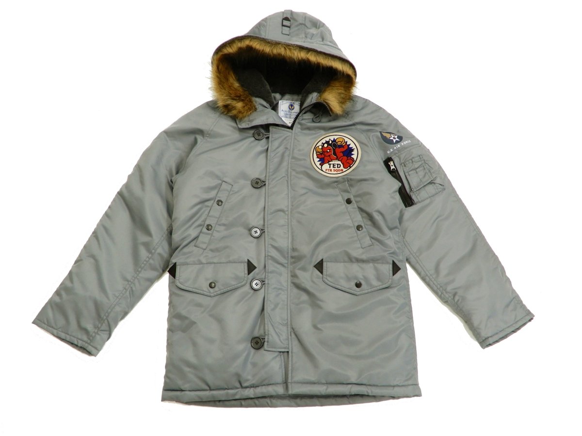 Tedman N-3B Parka Men's Winter Padded Coat Jacket with Patch TN3B-070 TN3-B-070 Gray - Vox Leather