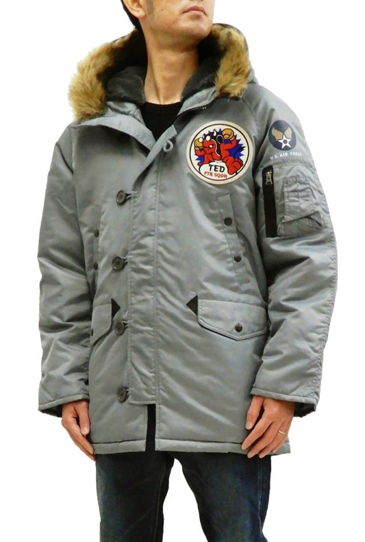 Tedman N-3B Parka Men's Winter Padded Coat Jacket with Patch TN3B-070 TN3-B-070 Gray - Vox Leather