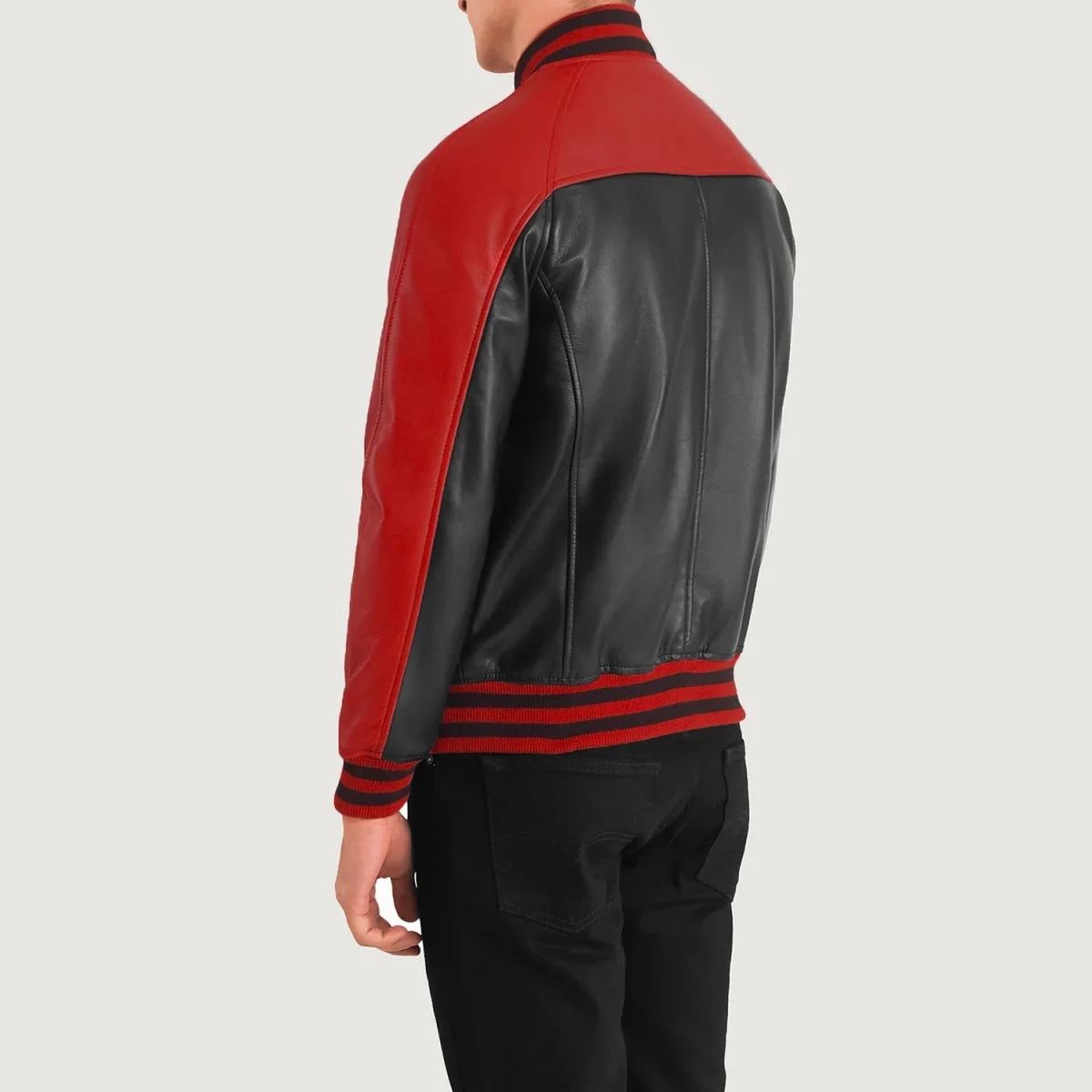 Terrance Black & Red Leather Varsity Jacket - Vox Leather
