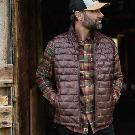 Teton Leather Light Down Vest - Vox Leather