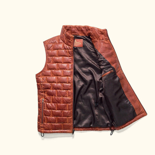 Teton Leather Light Down Vest - Vox Leather