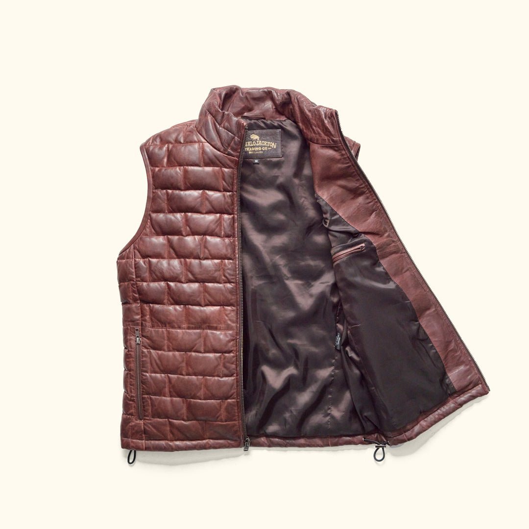 Teton Leather Light Down Vest - Vox Leather
