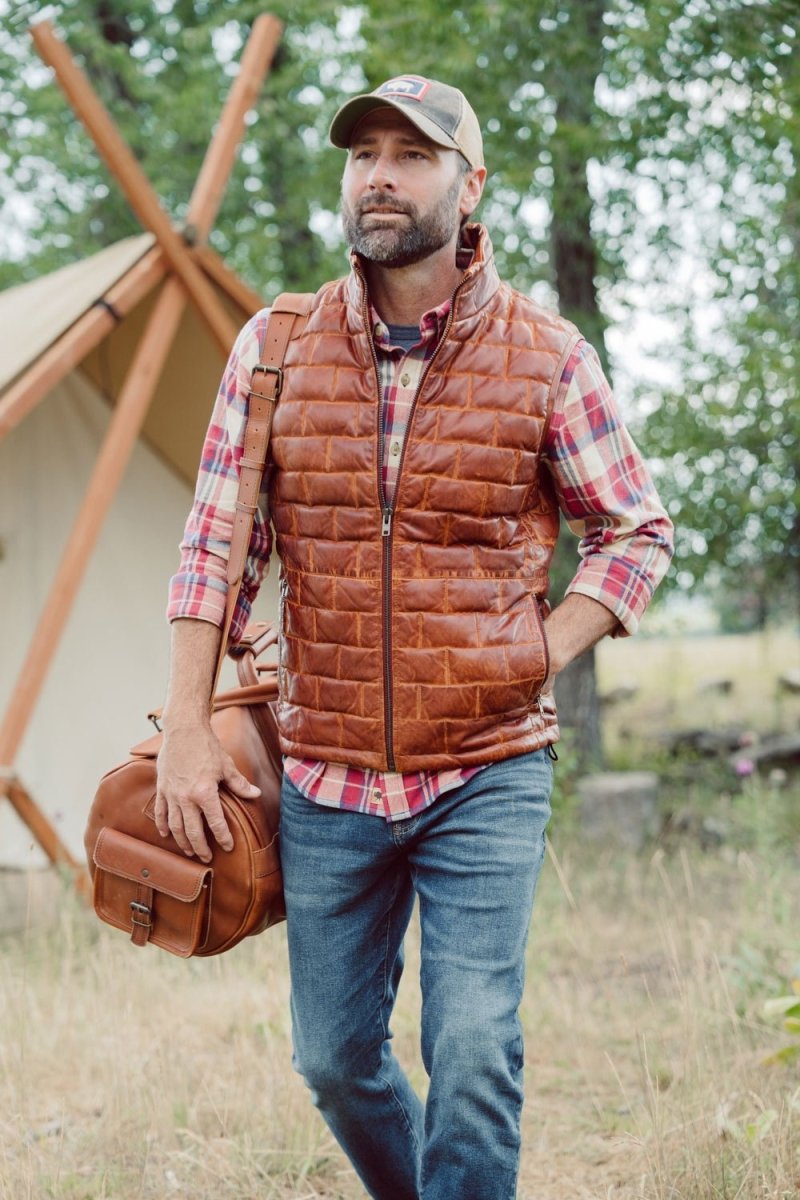 Teton Leather Light Down Vest - Vox Leather
