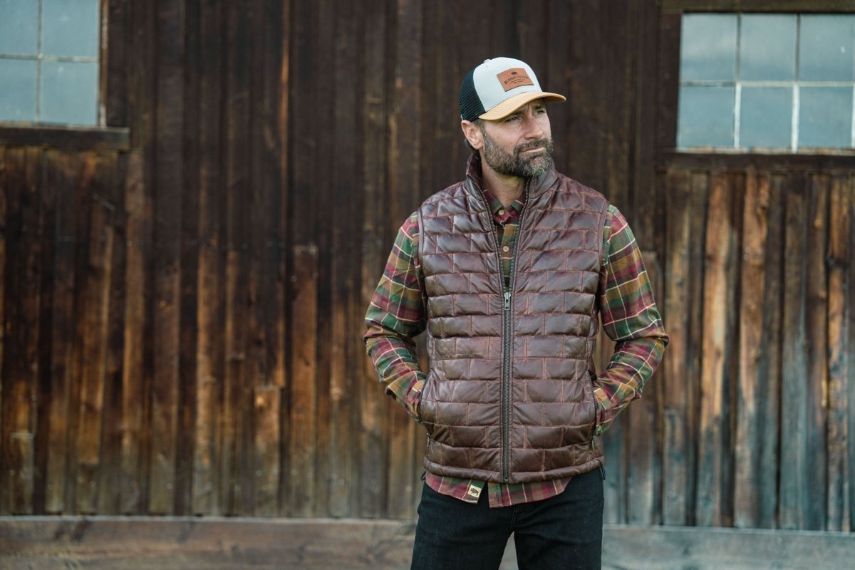 Teton Leather Light Down Vest - Vox Leather