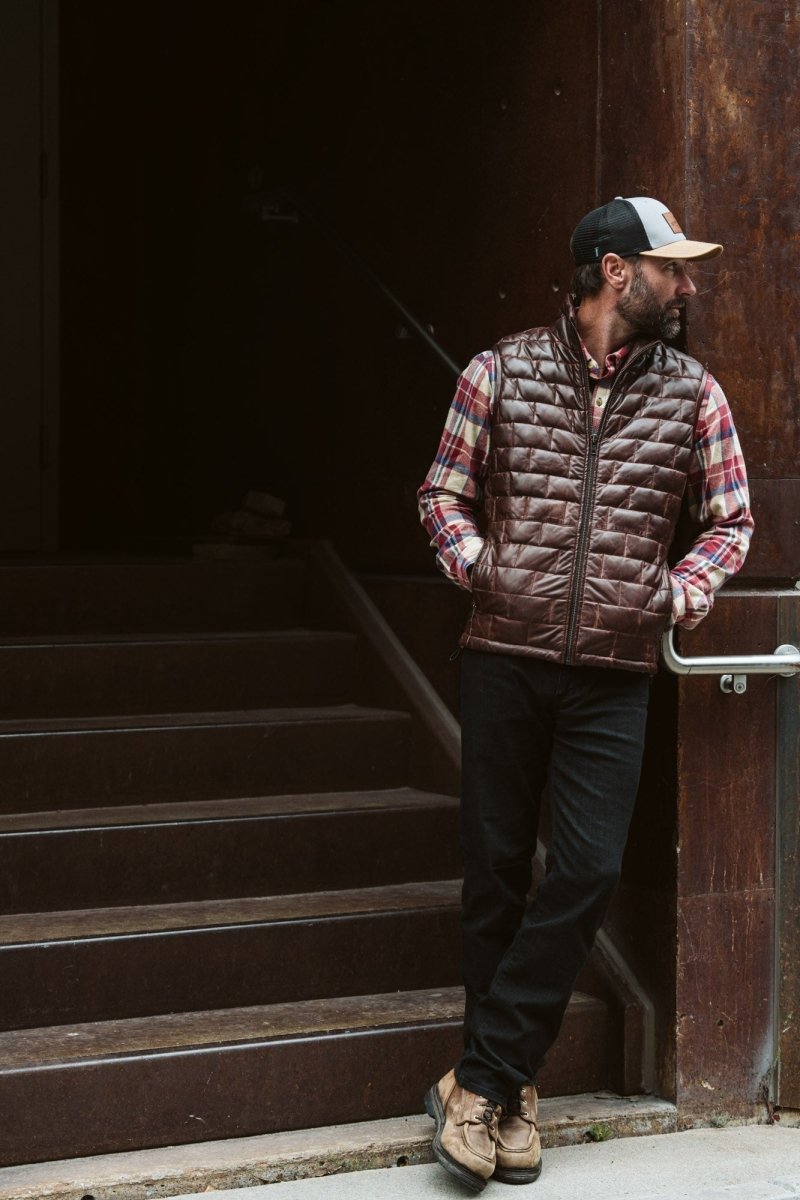 Teton Leather Light Down Vest - Vox Leather