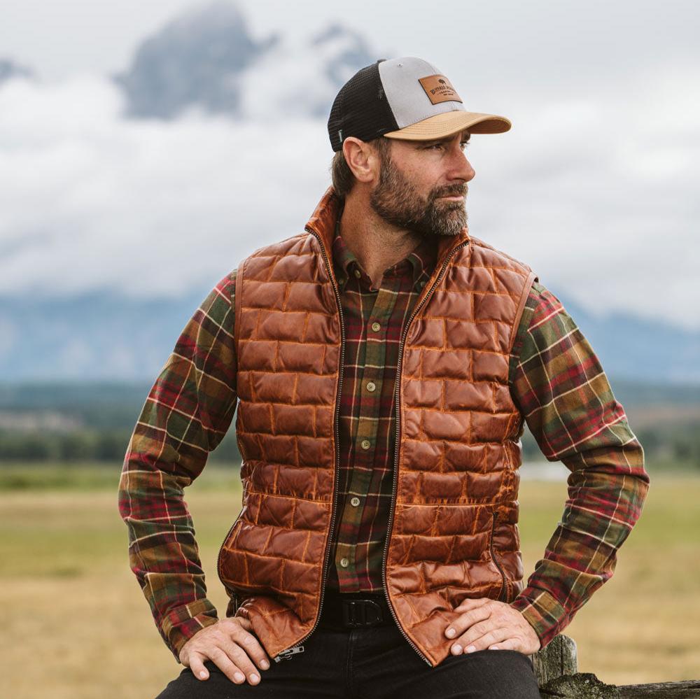 Teton Leather Light Down Vest - Vox Leather