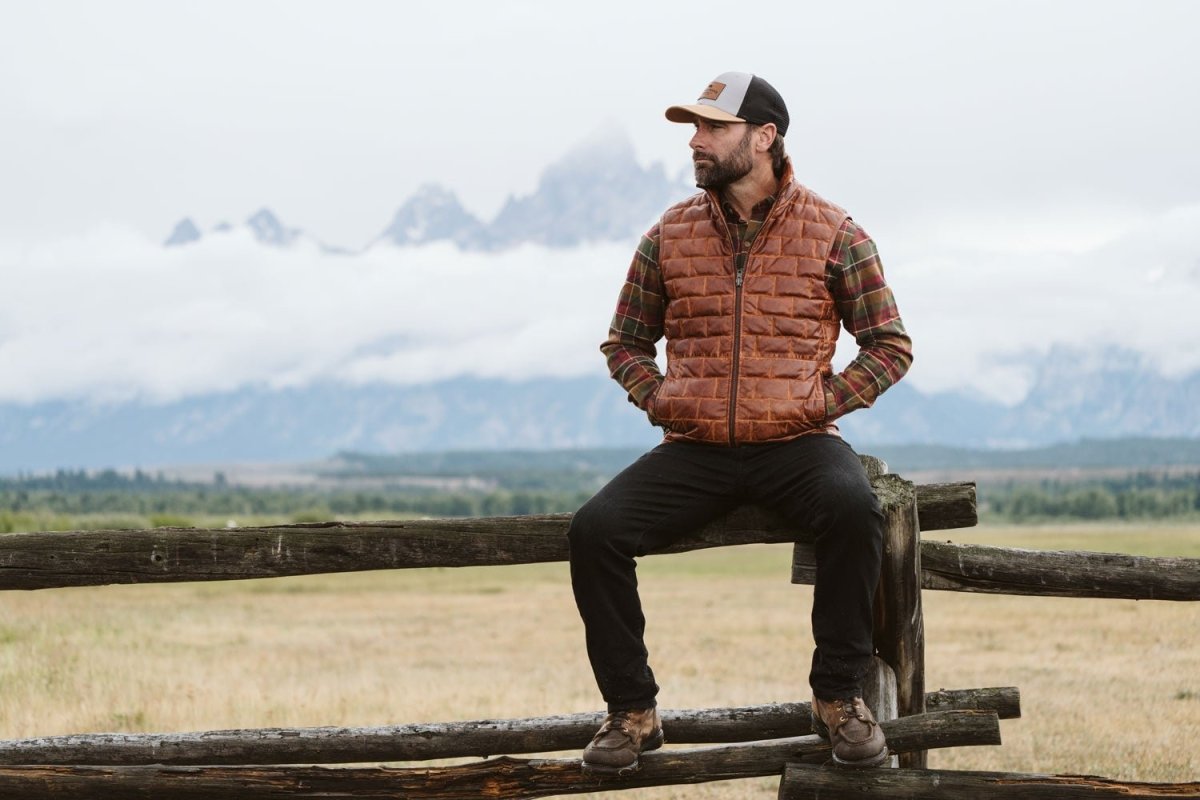 Teton Leather Light Down Vest - Vox Leather