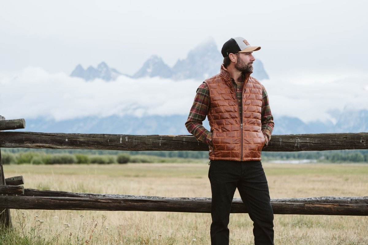 Teton Leather Light Down Vest - Vox Leather