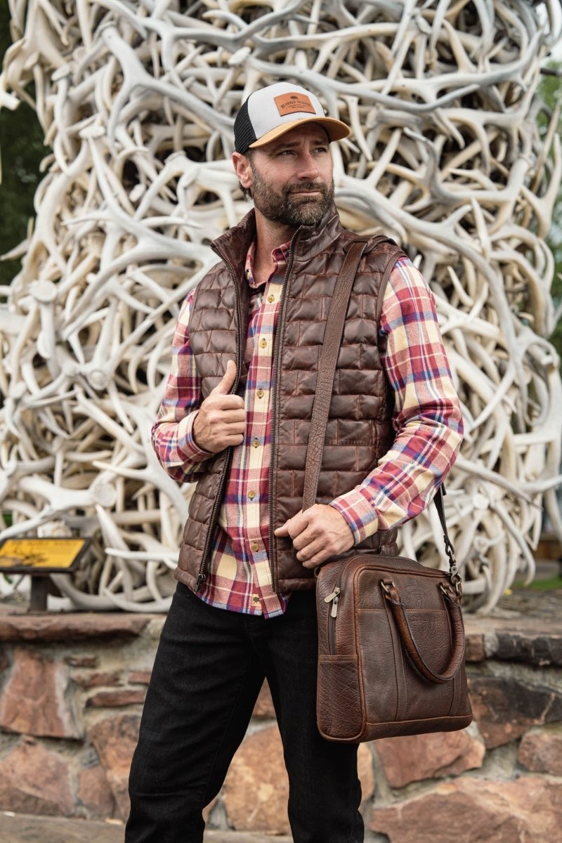Teton Leather Light Down Vest - Vox Leather