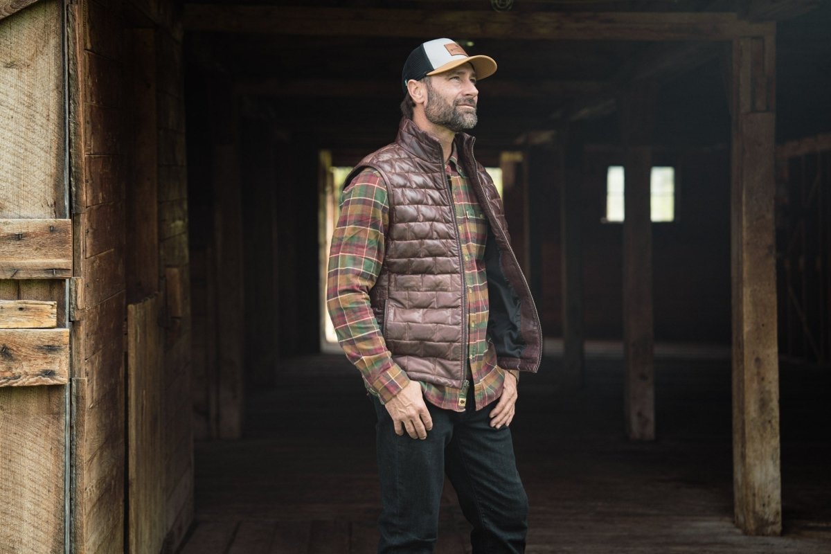 Teton Leather Light Down Vest - Vox Leather