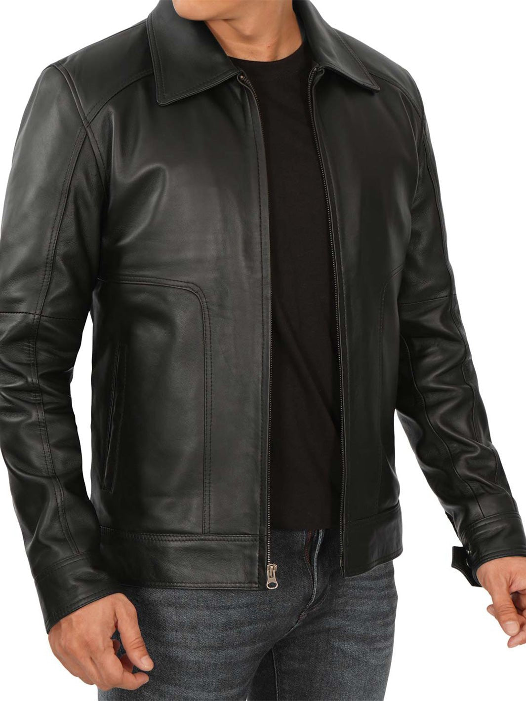 Thomas Men's Black Harrington Vintage Leather Jacket - Rare Leather