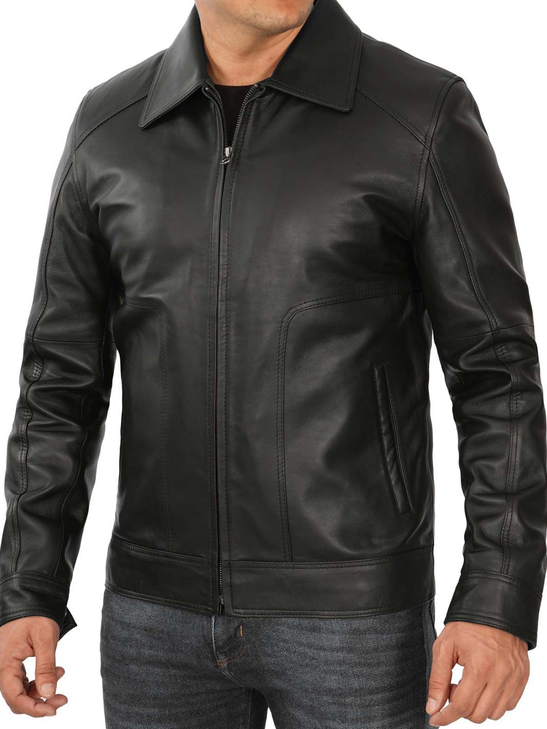 Thomas Men's Black Harrington Vintage Leather Jacket - Rare Leather