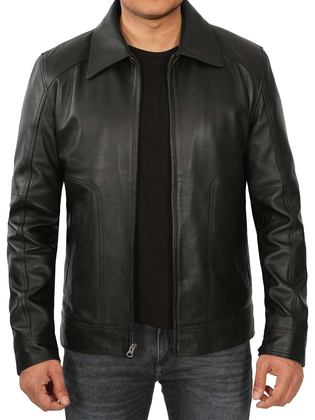 Thomas Men's Black Harrington Vintage Leather Jacket - Rare Leather