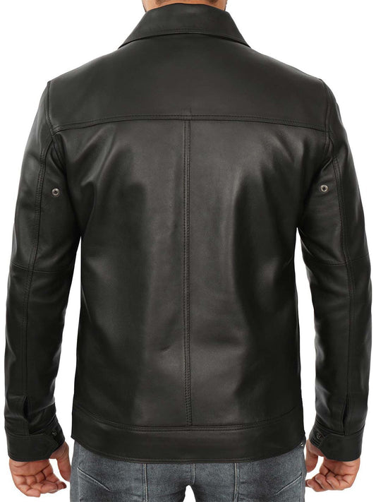 Thomas Men's Black Harrington Vintage Leather Jacket - Rare Leather