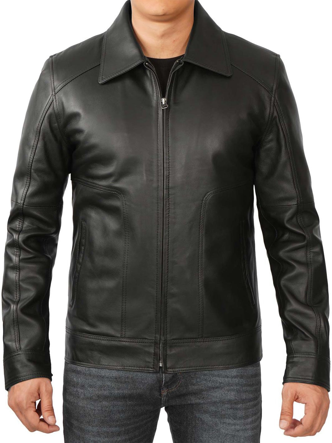 Thomas Men's Black Harrington Vintage Leather Jacket - Rare Leather