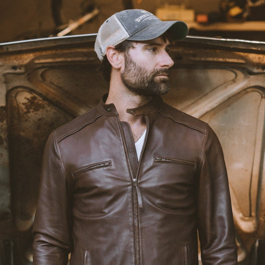 Thompson Leather Moto Jacket | Brown - Vox Leather