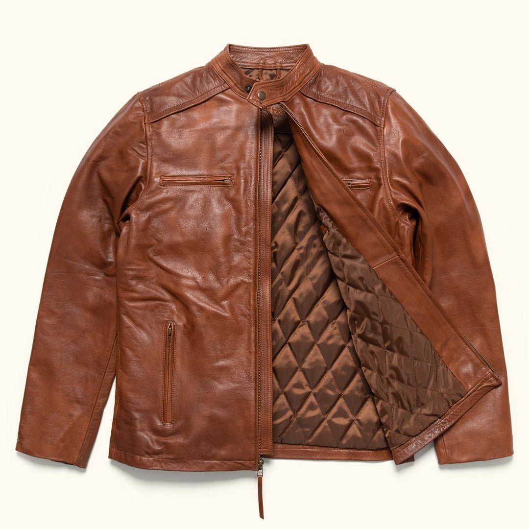 Thompson Leather Moto Jacket | Whiskey Brown - Vox Leather