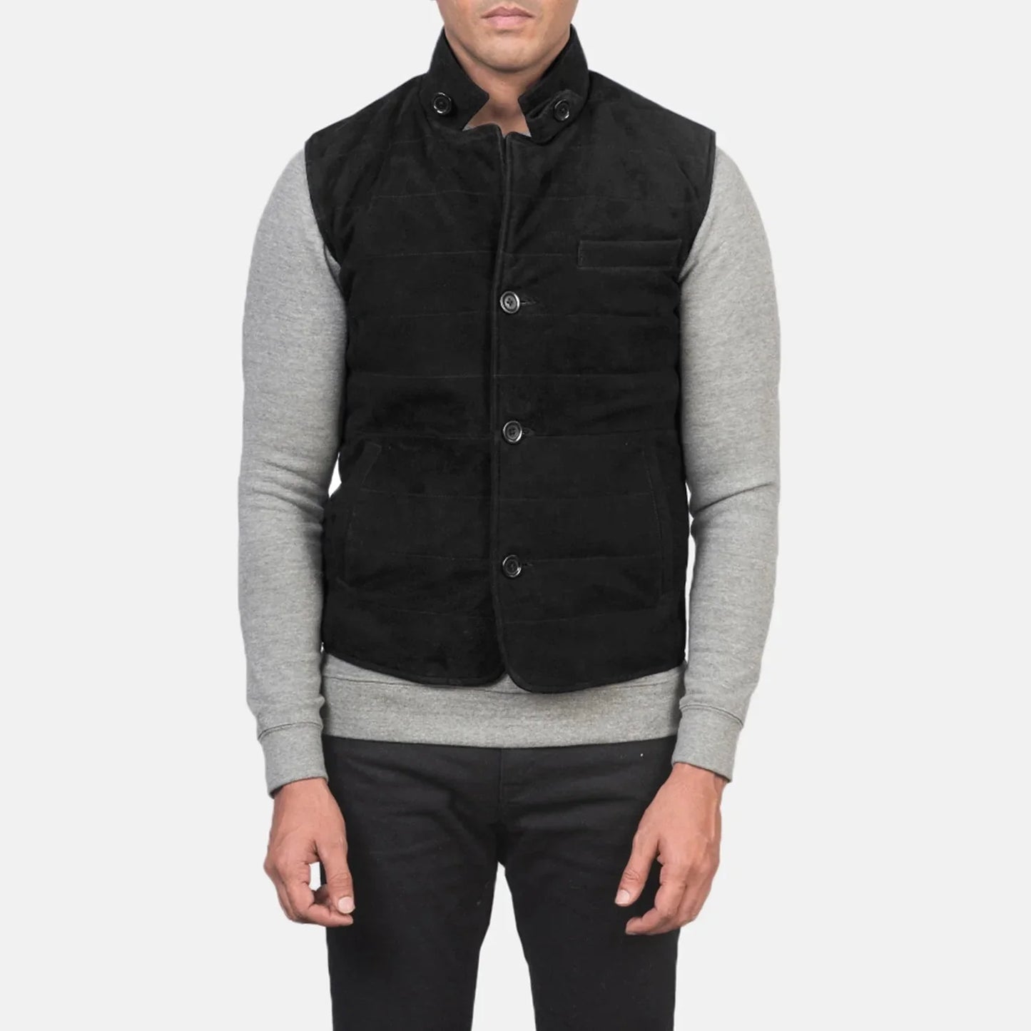 Tony Black Suede Vest - Rare Leather