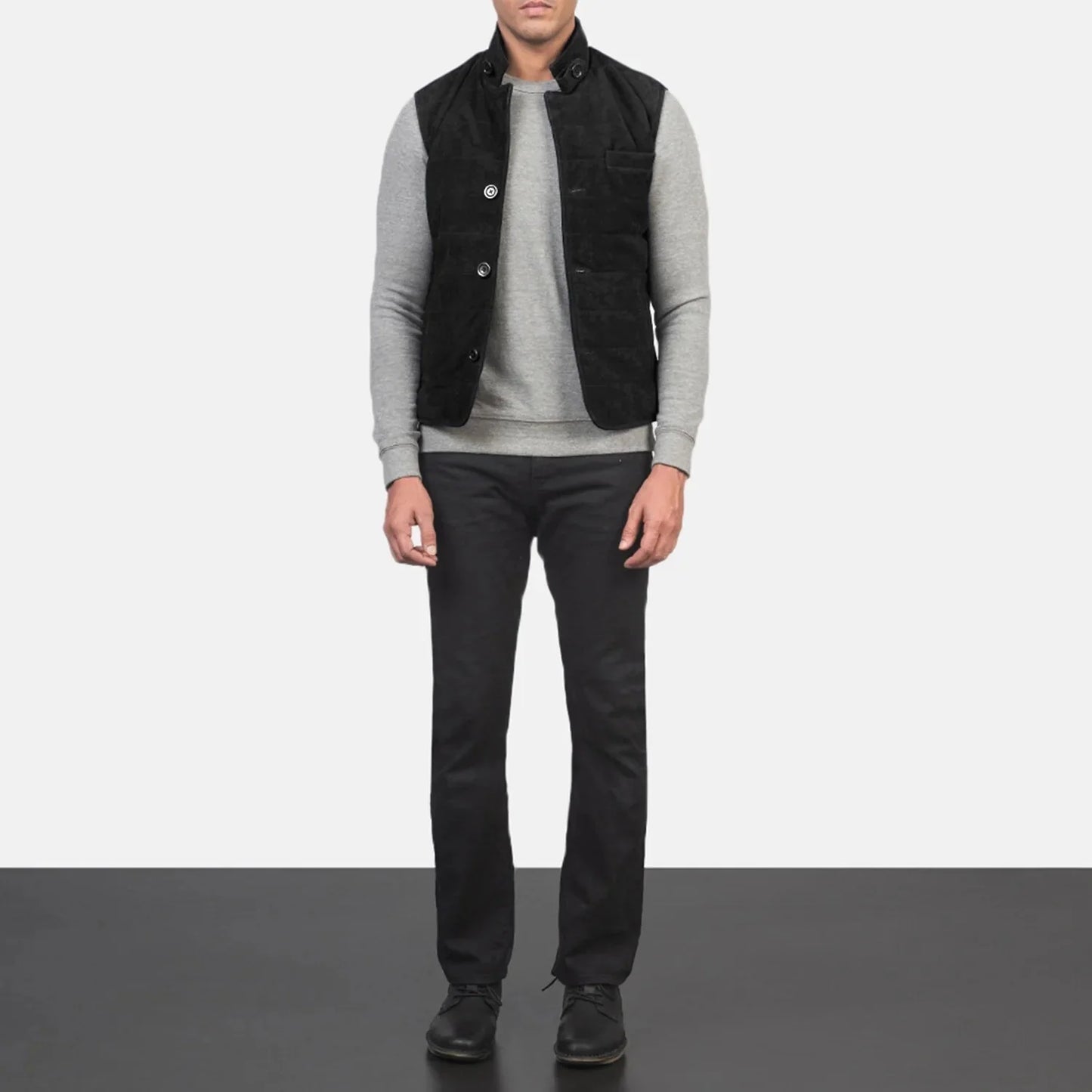 Tony Black Suede Vest - Rare Leather