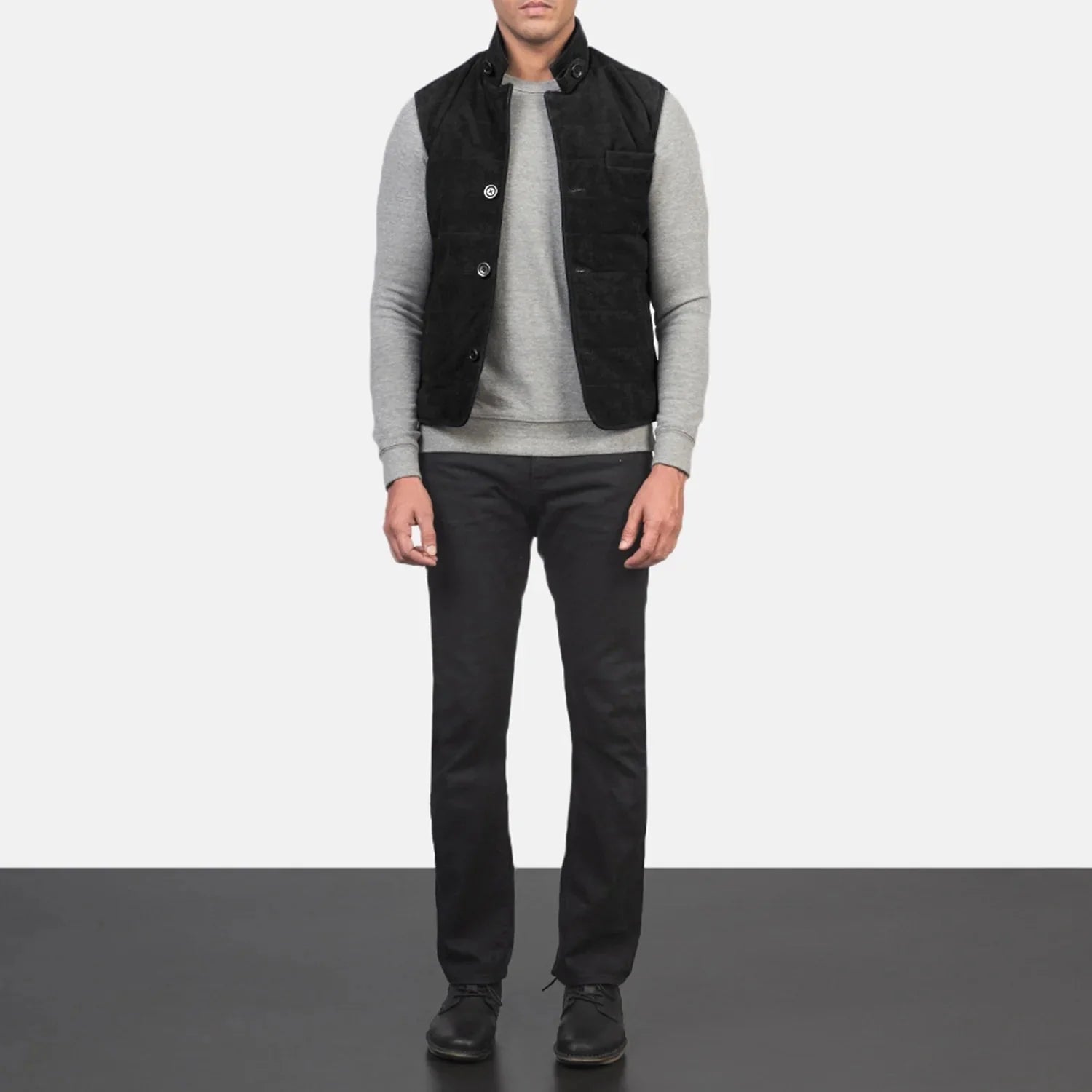 Tony Black Suede Vest - Rare Leather