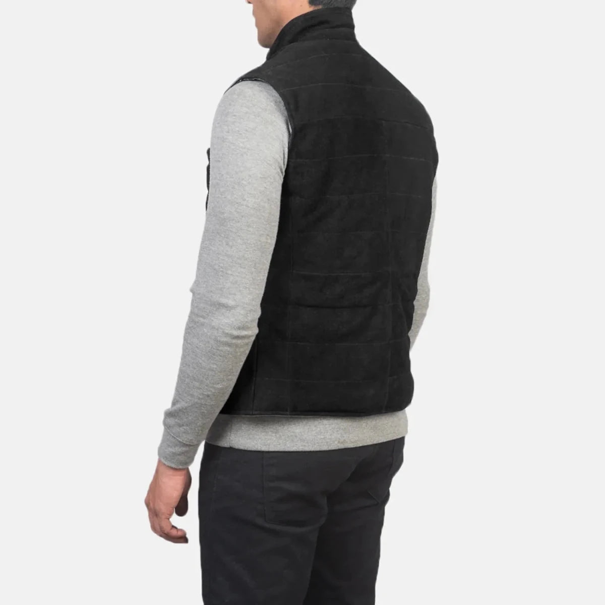 Tony Black Suede Vest - Vox Leather
