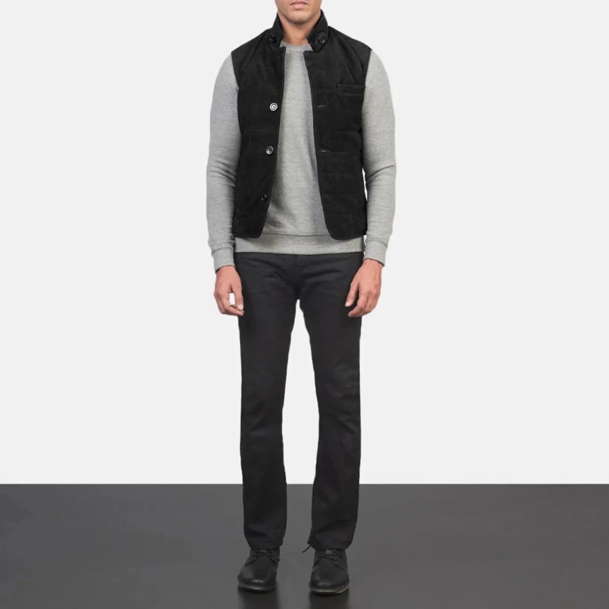 Tony Black Suede Vest - Vox Leather