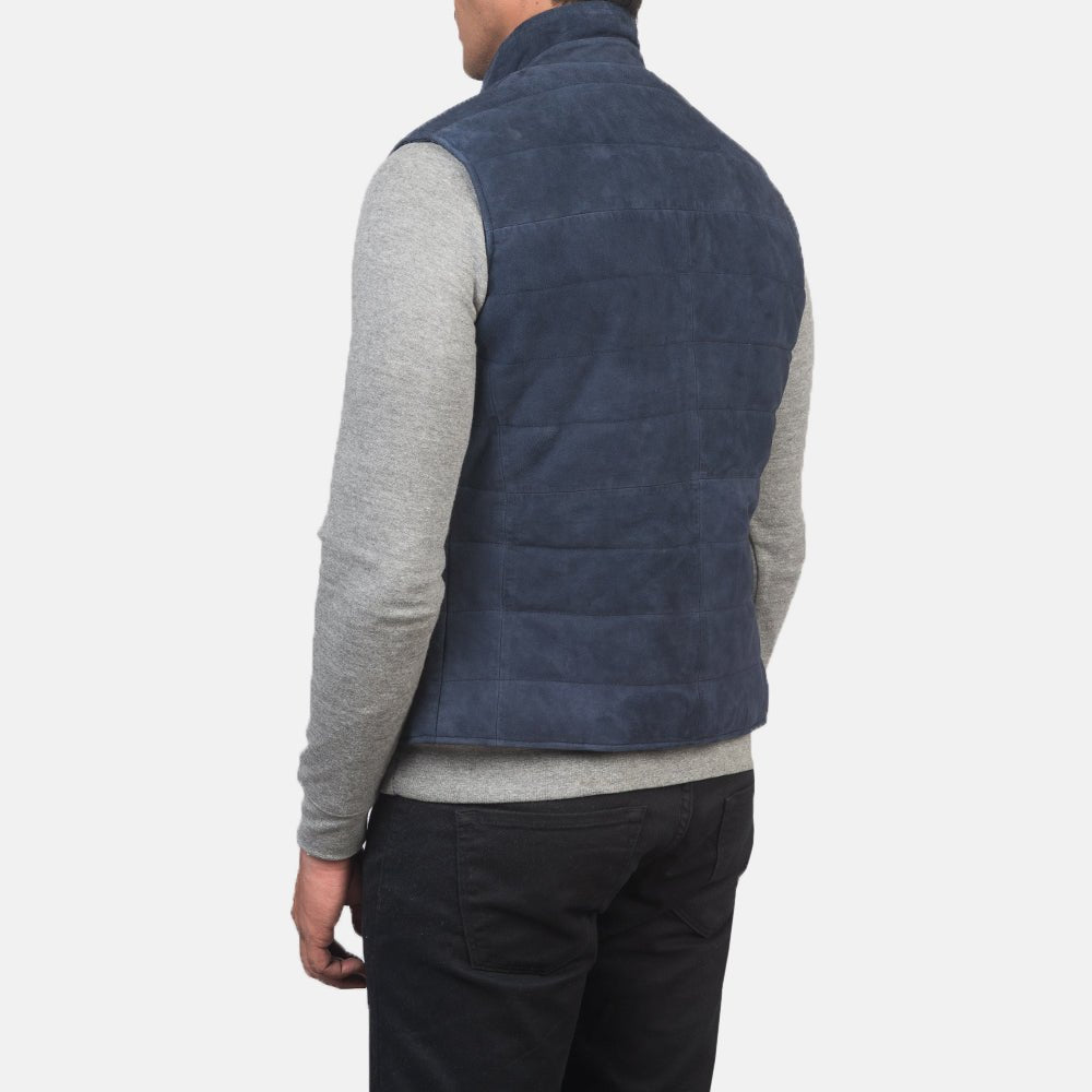 Tony Blue Suede Vest - Vox Leather