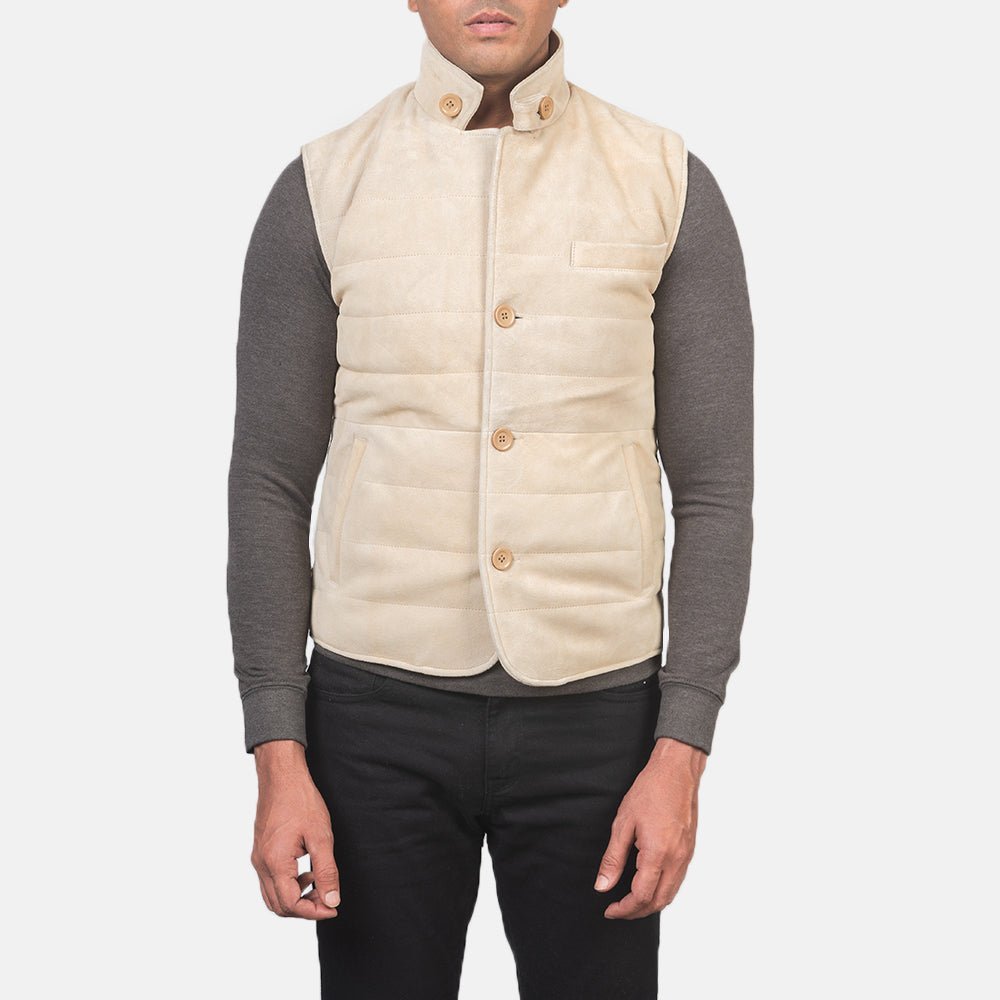 Tony Off-White Suede Vest - Vox Leather