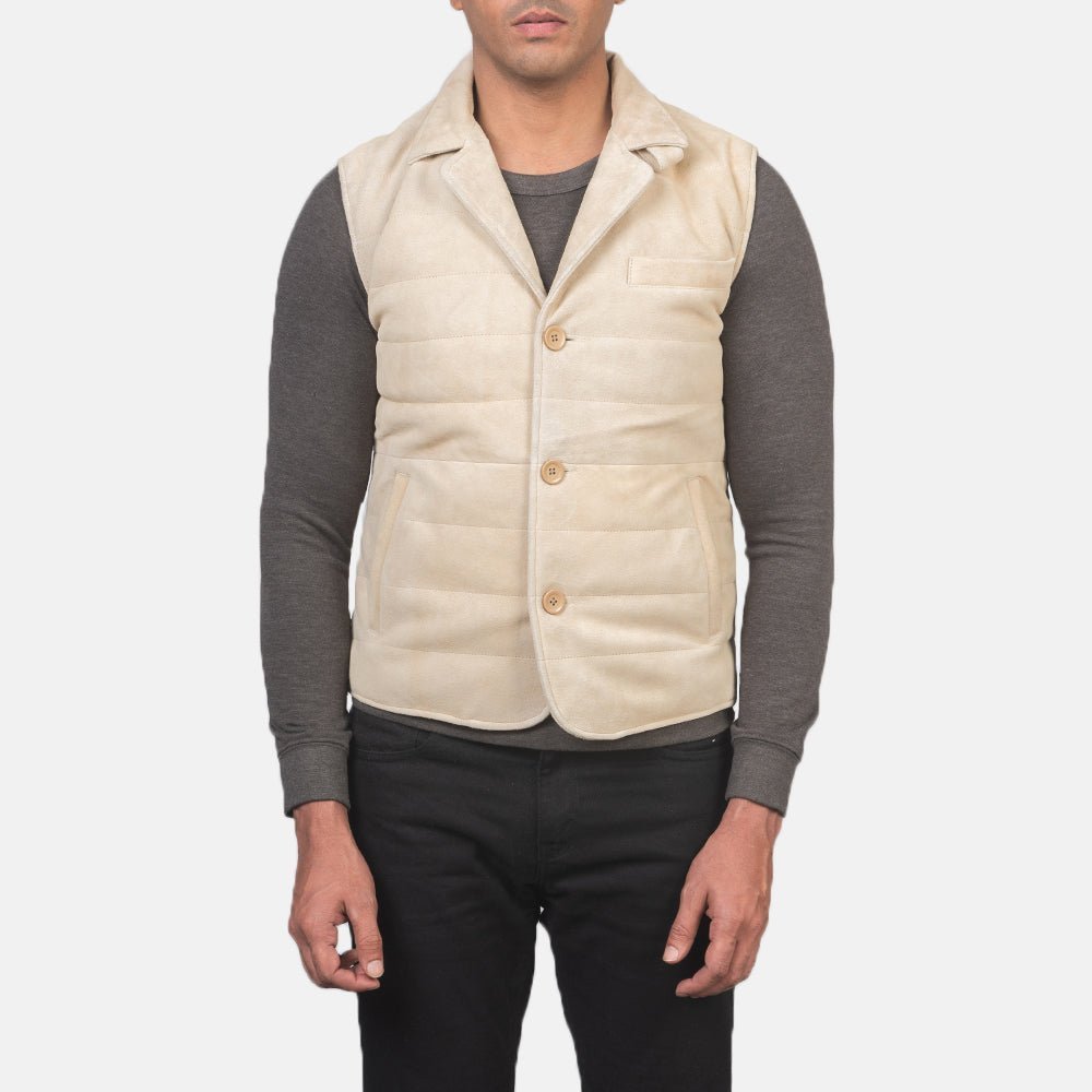 Tony Off-White Suede Vest - Vox Leather