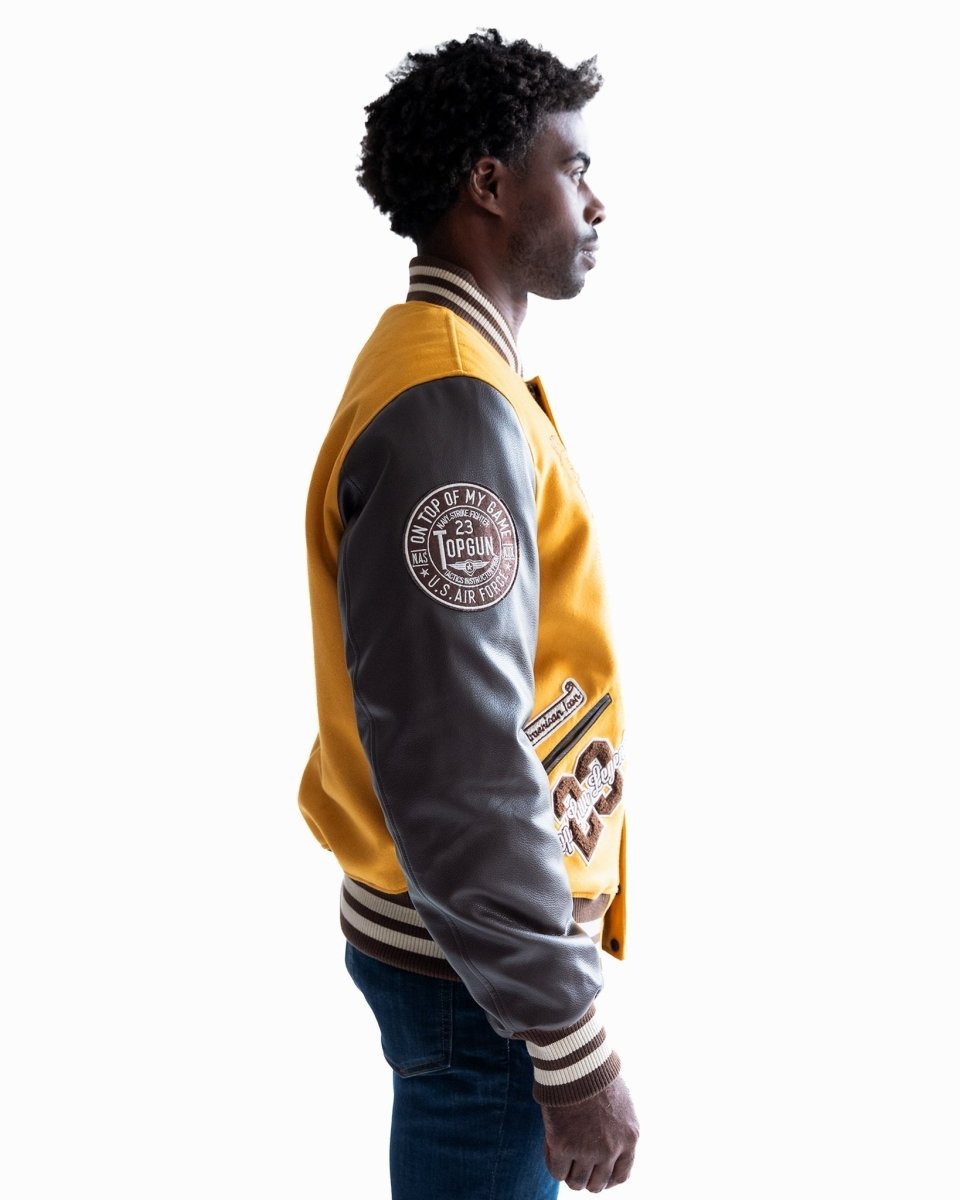 TOP GUN "BEAR GOAT" VARSITY JACKET - Vox Leather